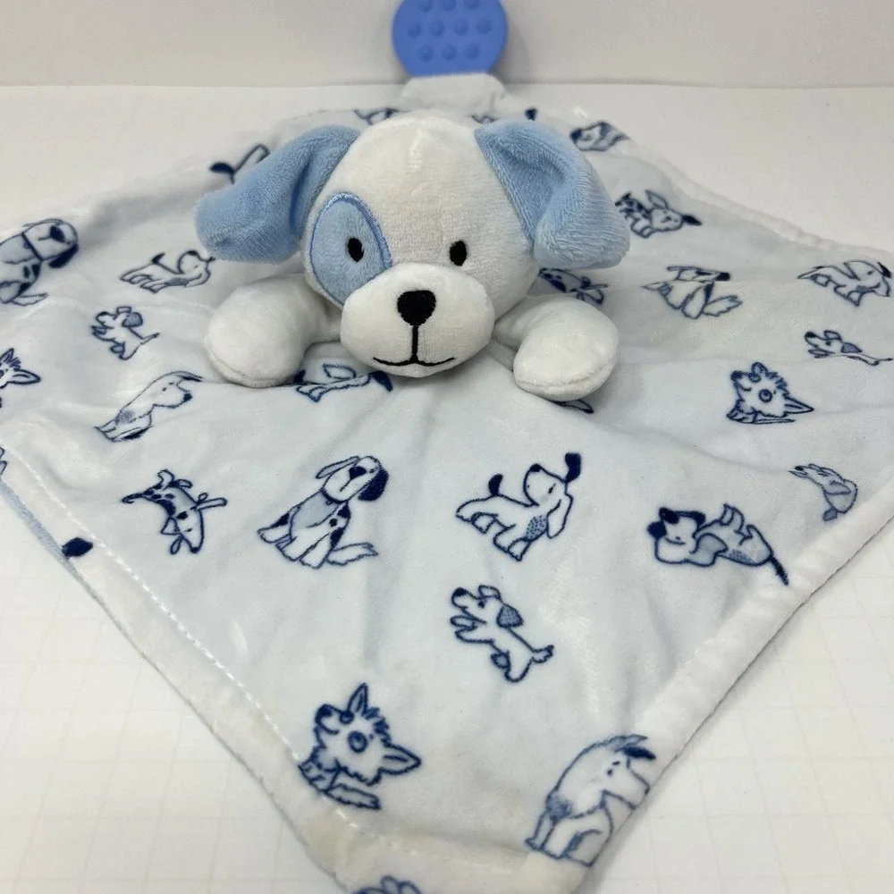 Modern Baby‎ Blue Puppy Dog Lovey Rattle Security lovies Infant Plush